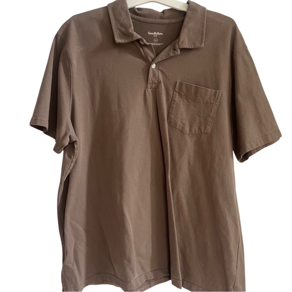 Goodfellow Short Sleeve Polo Shirt Mens XXL Light Brown Vintage Soft Cotton - Picture 1 of 8